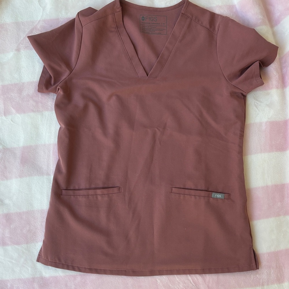 FIGS Women's Mauve / Dusty Rose Scrub Top